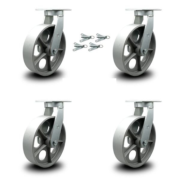 Service Caster 12 Inch Heavy Duty Semi Steel Cast Iron Caster Set with Swivel Locks, 4PK SCC-KP92S1230-SSR-BSL-4 - main